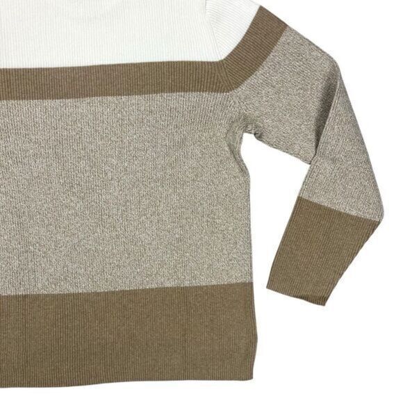 Karen Scott Womens Sweater Size XL Brown White Mock Neck Casual‎ Pullover New - Picture 9 of 16